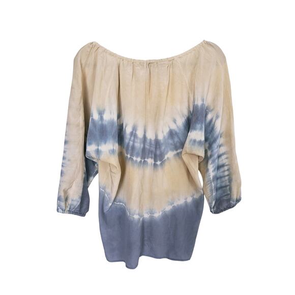 Club Monaco 100% Silk Tye Dye Blouse Flowy Small Earthy Fall Minimalist Boho - Picture 4 of 8